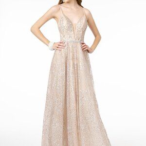 Illusion V-Neck A-Line Shape Prom Dress GSGL2915